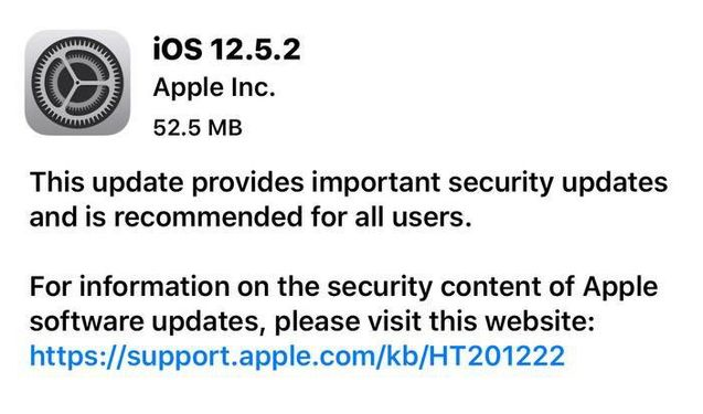 伍家岗苹果手机维修分享iOS12.5.2发布，建议所有老苹果用户安装 